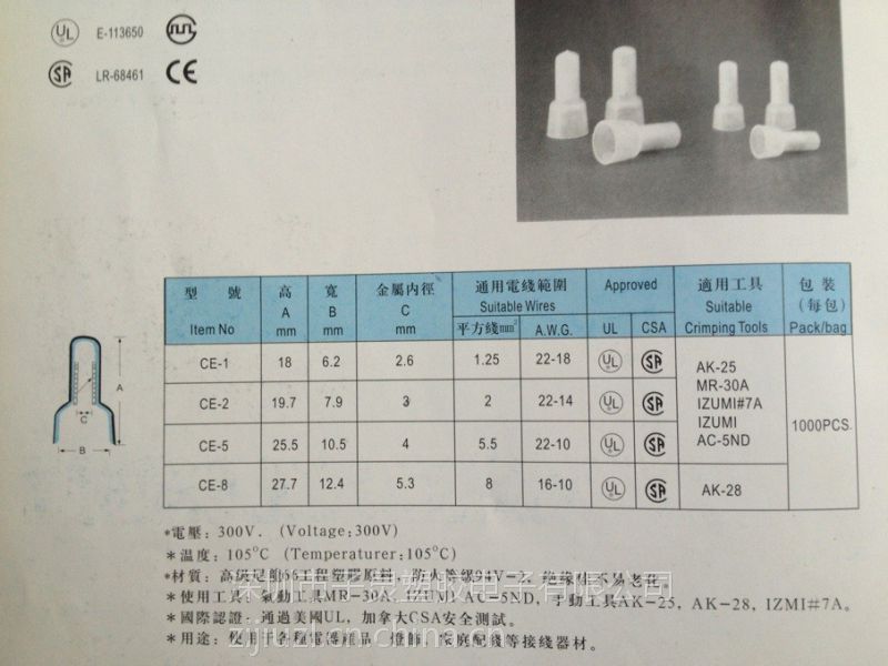 供应金笔环保闭端端子ce2压线帽