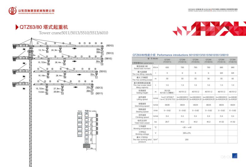 qtz40/50塔式起重机包含tc4208 tc4708 tc 4808 tc 4810 tc 5008 tc