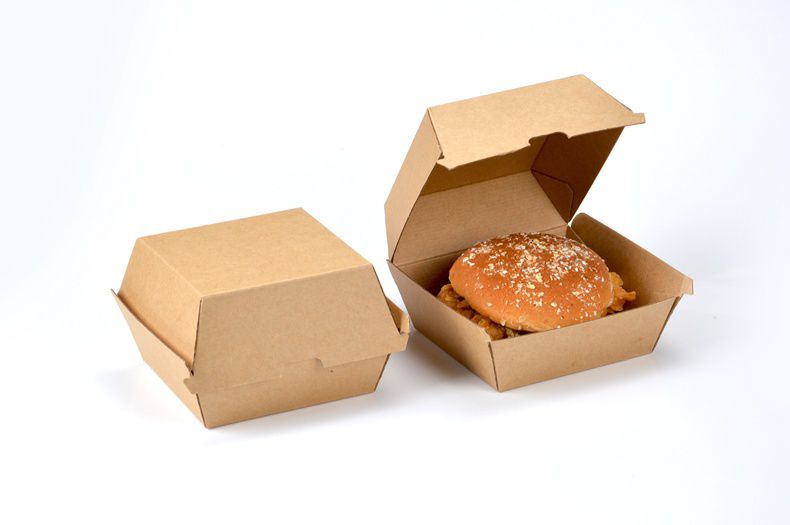 喇叭花牛皮纸汉堡盒纸盒汉堡包食品包装盒外卖打包盒面包盒子批发