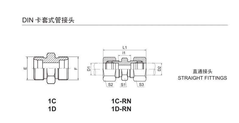 1c1d直通卡套接头伊顿永华标准卡套接头