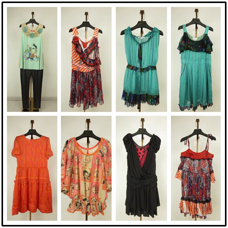 上海我爱露露品牌服装性感花点时尚斜肩连衣裙品牌女装库存批发