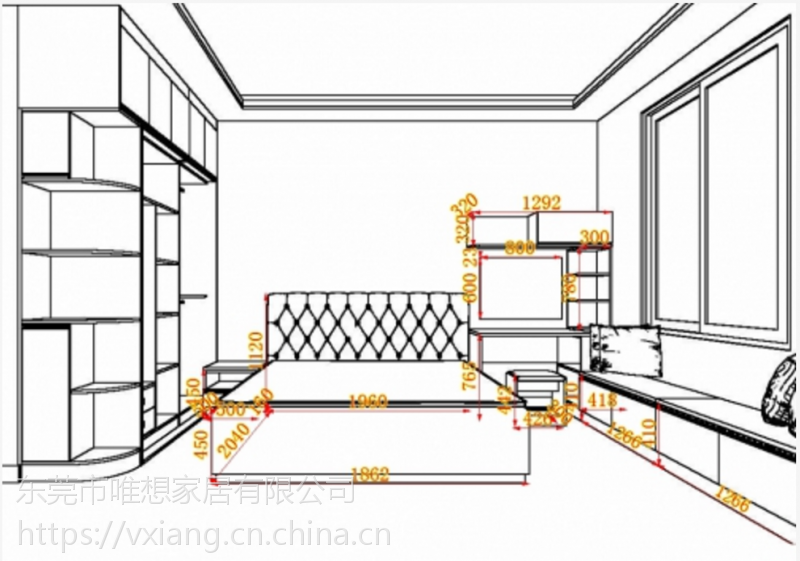 免费量尺定制全屋家具简约实用现代卧室家具床尾柜衣柜梳妆台