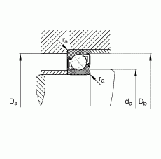 din 628-1 标准的主要尺寸,接触角 α 40,两侧唇密封角接触球轴承