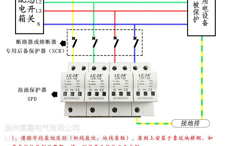 leja/雷嘉电气一级试验浪涌保护器防雷器4pspd12.