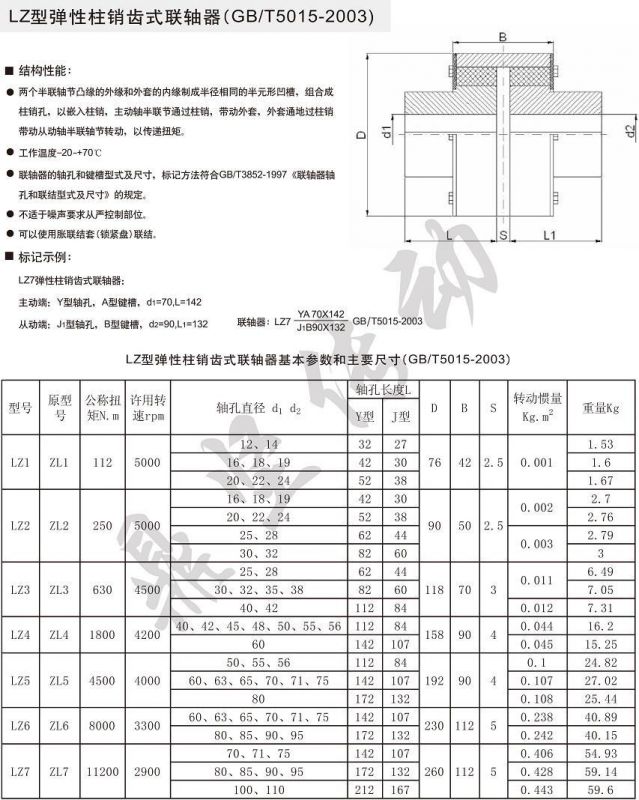 联轴器厂批量lzzl弹性柱销齿式联轴器