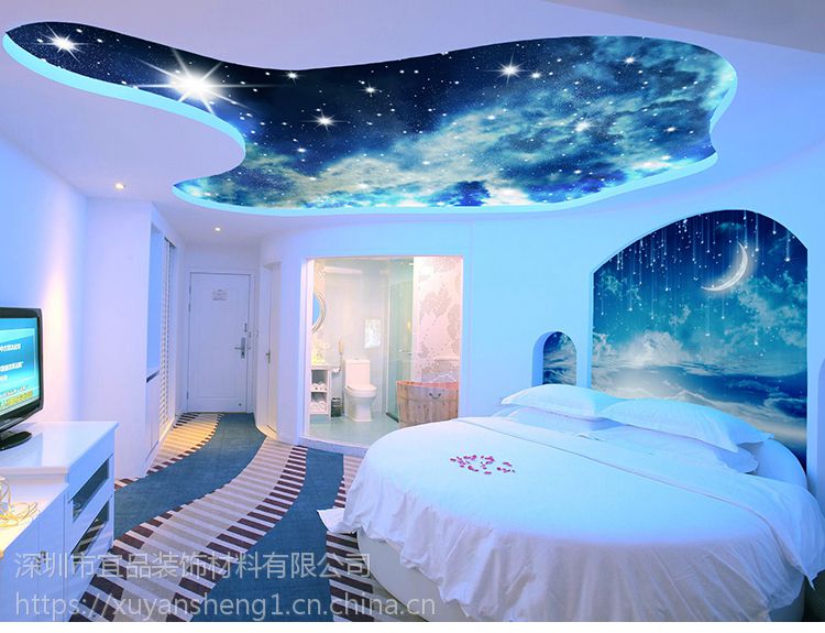 个性壁画定制宜品无缝壁画3d艺术蓝色星空主题客厅电视沙发背景墙3000