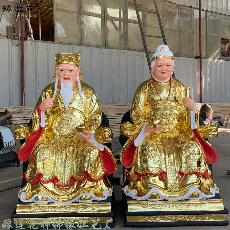 河南玻璃钢脱胎神像 土地爷土地奶奶雕塑 山神爷佛像 社公社婆塑像