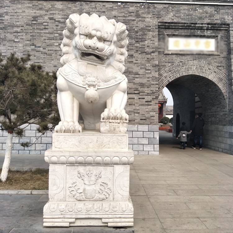 石狮子雕塑大理石石雕中式大理石看门狮子石狮子雕塑英翰雕刻供应
