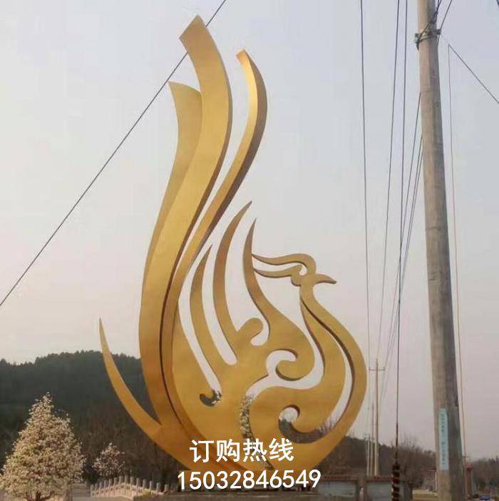 镜面凤凰雕塑厂家 露天雕塑 陆地凤凰雕塑厂家  小区雕塑