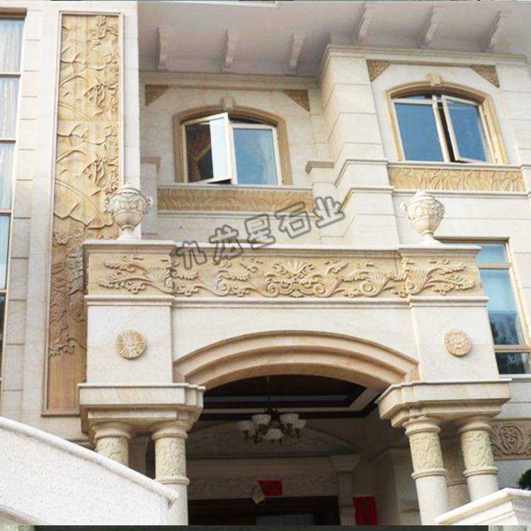 大理石门头雕花图案别墅外墙石材浮雕图片价格