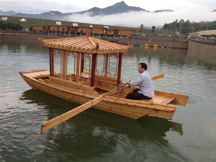 木船出售手划观光船定做景区农庄旅游休闲木船服务类船图片