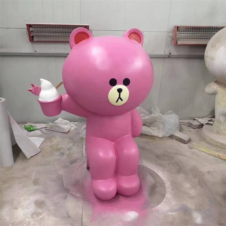 玻璃钢卡通布朗熊可妮兔动物雕塑网红熊饮品店商场景观摆件永景园