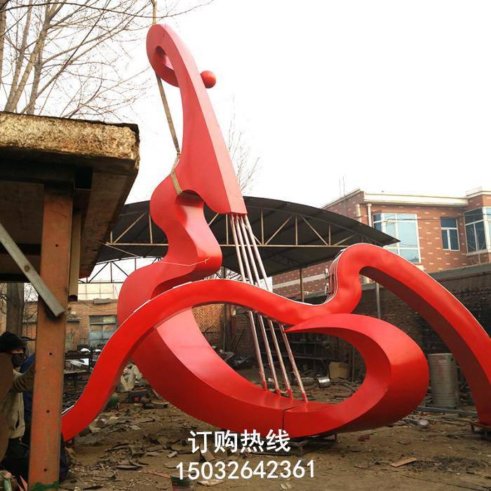 镂空小提琴雕塑厂家 玻璃钢价值观雕塑 灯光小提琴雕塑供应 动态雕塑