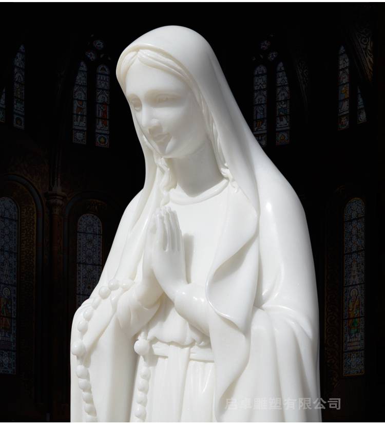汉白玉圣母像大理石露德圣母雕像天主教堂石材祭台读经台