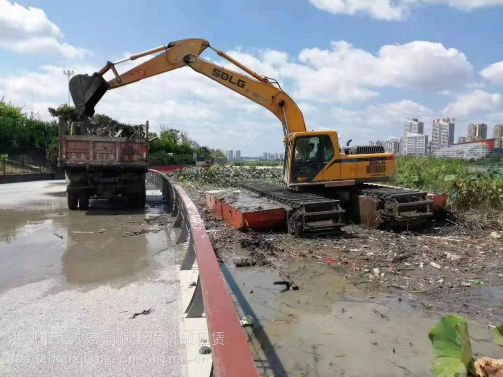 毕节附近水陆挖机租赁一台多少钱水上浮筒挖掘机租赁