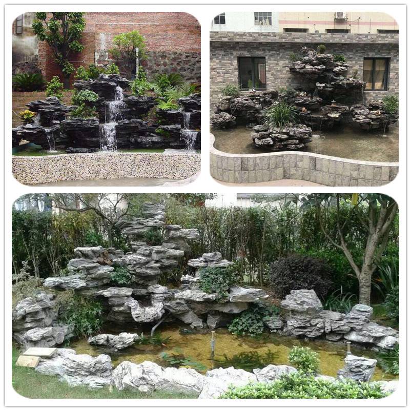 叠石英德石漂亮的庭院假山石鱼池假山石流水瀑布石水池驳岸石