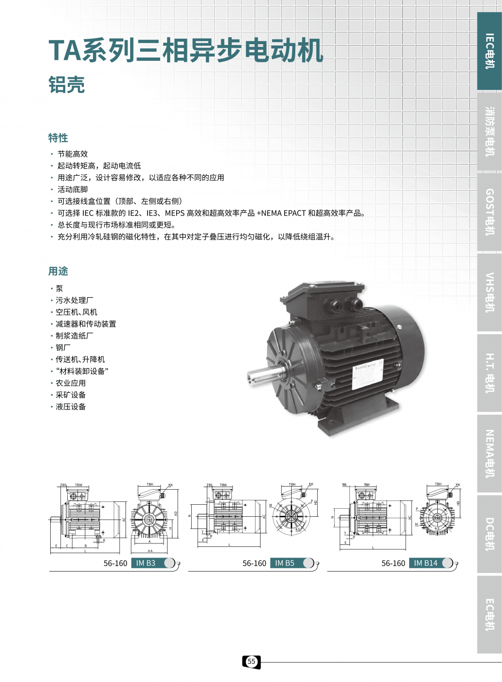 5kw产品类型三相异步电动机型号ta802-4产地上海品牌techtop特波产品