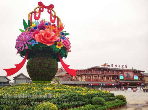 陕西西安绿雕景观 ,菊花展造型大型节庆绿雕