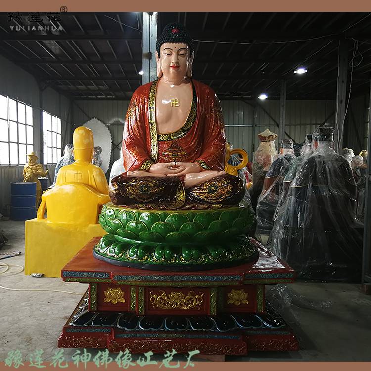 一佛两弟子 三世佛佛像厂家 娑婆三圣佛像 五世佛雕塑