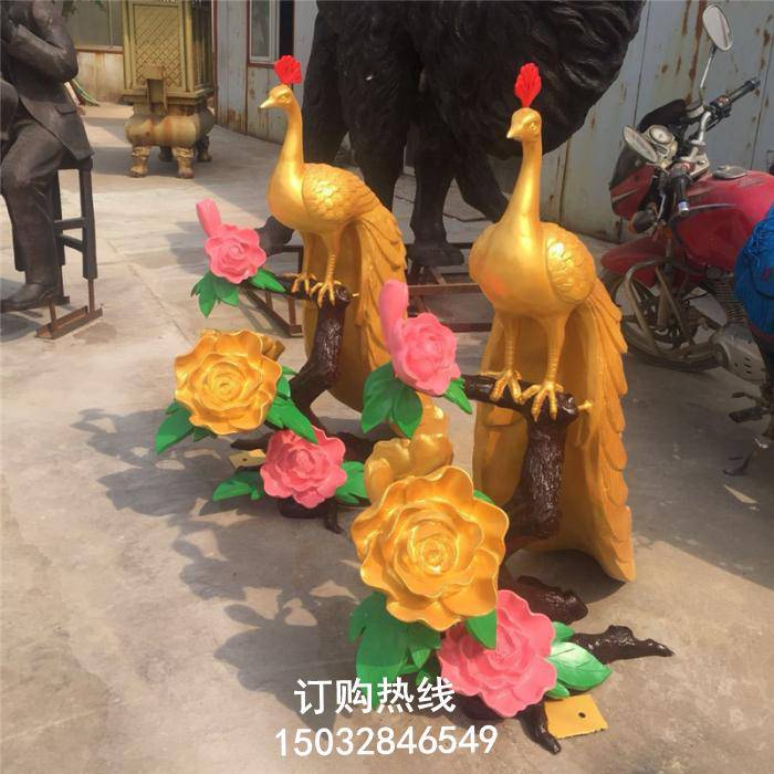 玻璃钢凤鸟雕塑厂家 公园雕塑 壁挂凤鸟雕塑厂家  室外软装