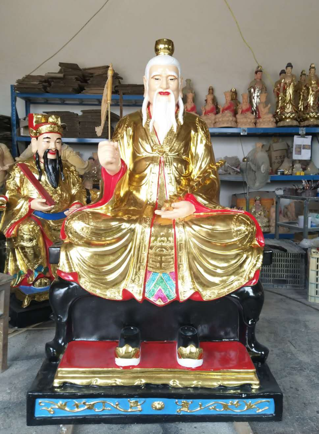姜子牙神像实拍图玻璃钢姜尚塑像彩绘黄石公神像宗教法物河南佛像厂家