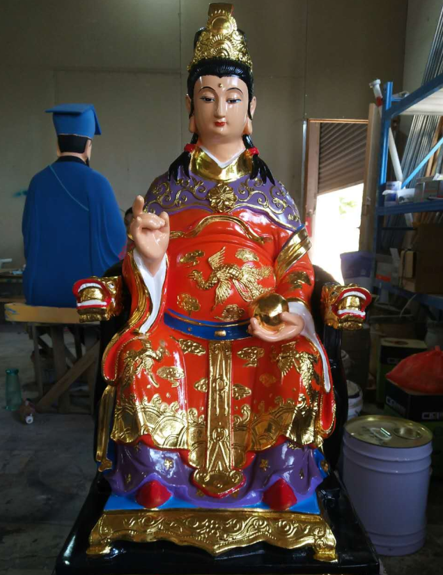 道教彩绘黎山老母神像寺庙供奉神像劈山老母佛像图片九子娘娘塑像