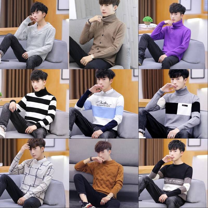 保暖毛衣休闲长袖圆领外贸出口T恤服装批发秋装库存长袖男装t恤