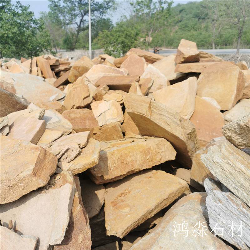 赞皇 黄木纹垒墙石 黄锈石垒墙石可定制 护坡石可定制
