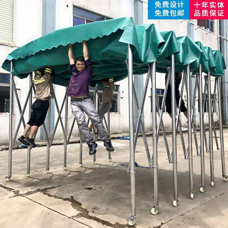 雨棚户外防雨仓库电动推拉帐篷移动收缩大型遮阳棚折叠活动伸缩式