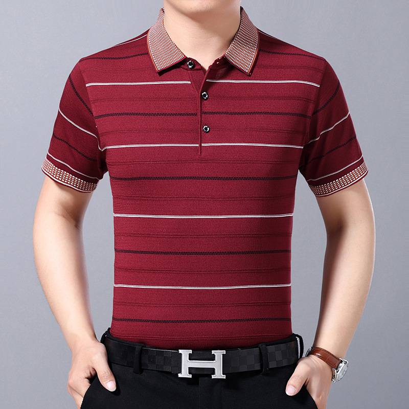 地摊服装批发商翻领短袖t恤男商务中老年男士t恤休闲做服装加工生意从