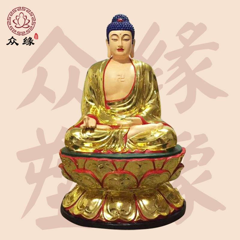 中国佛教三宝佛厂家树脂彩绘三身佛三世佛像雕刻娑婆三圣东方三圣