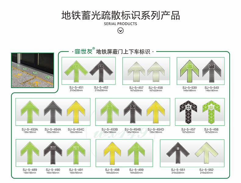 地铁站蓄光箭头疏散指示自发光步行楼梯不锈钢导向标志