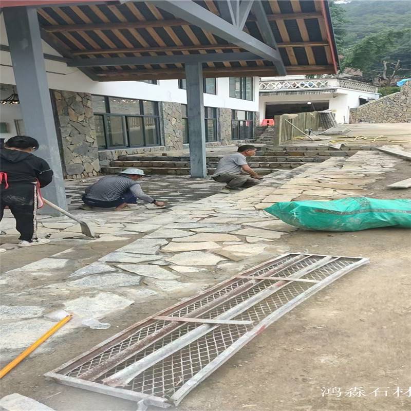 赞皇 青石地铺石定制 福建清流黄木纹花岗岩