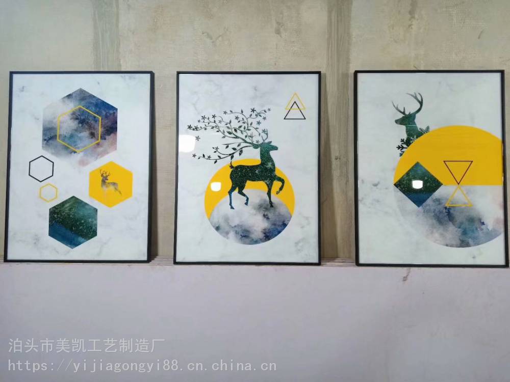 无框晶瓷画水晶烤瓷画玄关画书法工艺画彩瓷冰晶画