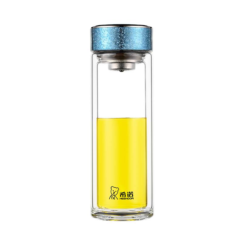 希诺纳米抗菌玻璃杯批发团购t611双层隔热纯钛钛杯水杯