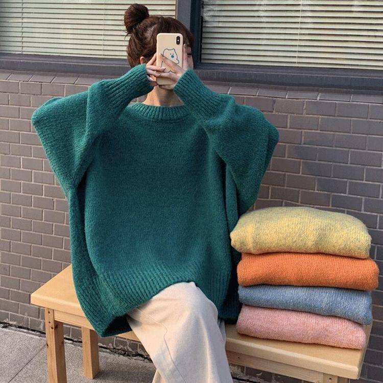大红门服装批发市场新百搭女士毛衣女装女中长款针织毛衫菱形扭花包芯