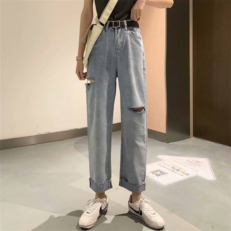 甘肃庆阳松紧高腰排扣女装牛仔开网店卖衣服找货源处理牛仔裤女生10元