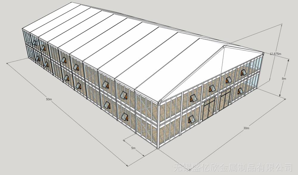 20米篷房装配式建筑雨棚可通风可安装空调