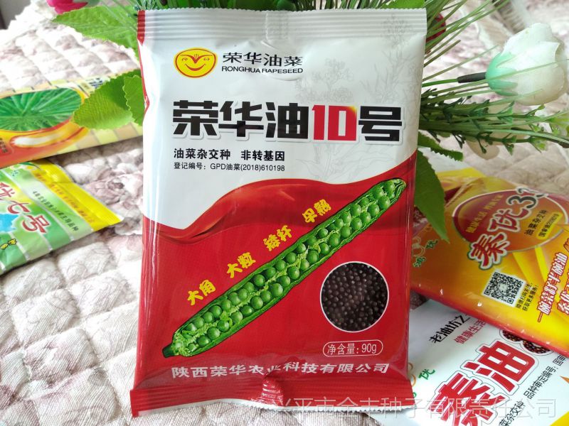 蔬菜油菜种子批发荣华油10号90g大角大粒矮杆早熟抗病毒性强