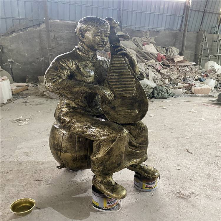 梅州景观工程雕塑玻璃钢仿铜人物雕塑益丰雕塑