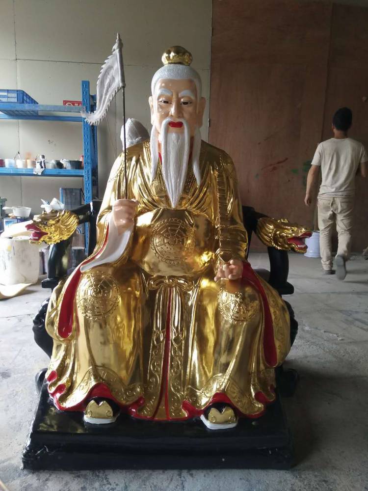 姜子牙神像实拍图玻璃钢姜尚塑像彩绘黄石公神像宗教法物河南佛像厂家