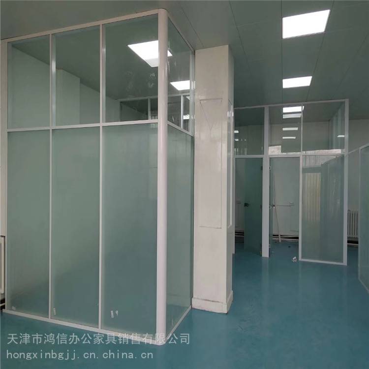 天津隔断间，玻璃百叶帘隔断，透明玻璃隔断