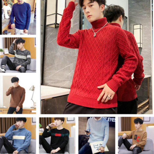 保暖毛衣休闲长袖圆领外贸出口T恤服装批发秋装库存长袖男装t恤