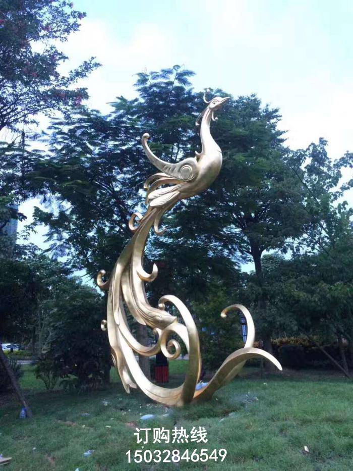彩绘火凤凰雕塑厂家 露天雕塑 动态雕塑