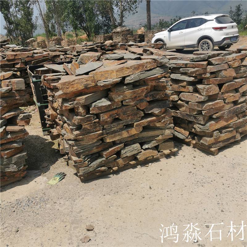 赞皇 挡土墙乱形片石 锈色垒墙石生产厂家 青石砌墙石生产厂家