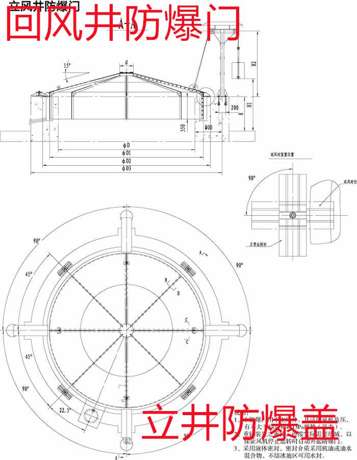 黎城县回风井防爆门MFBL-7.0/350济宁和利隆厂家