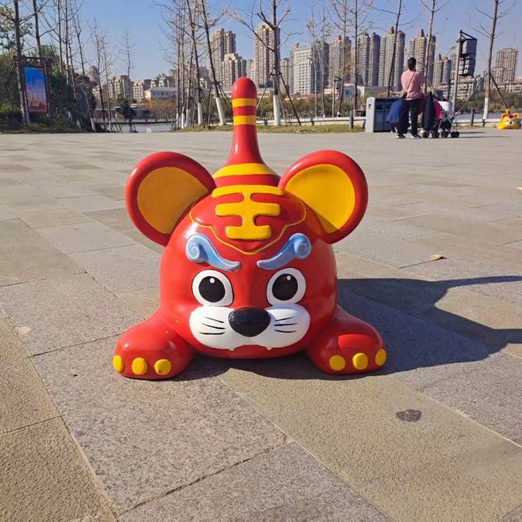 生肖雕塑玻璃钢卡通动物雕塑虎年雕塑