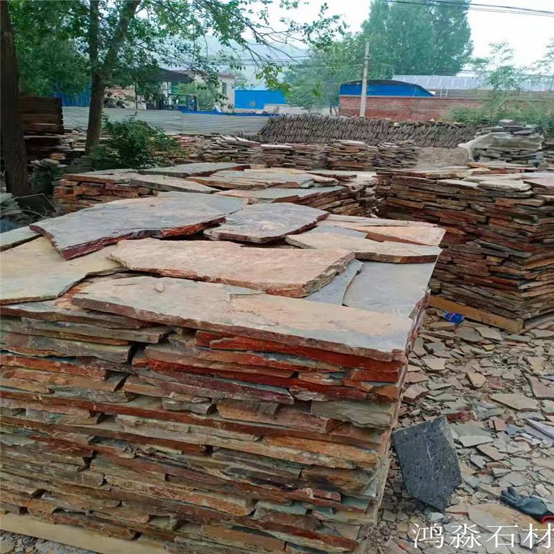 赞皇 园林地铺石材厂家批发 鹰潭红色碎拼片石