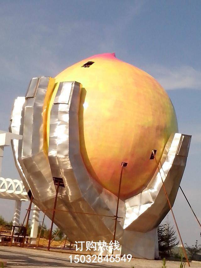 玻璃钢寿桃雕塑 露天雕塑 水景寿桃雕塑厂家