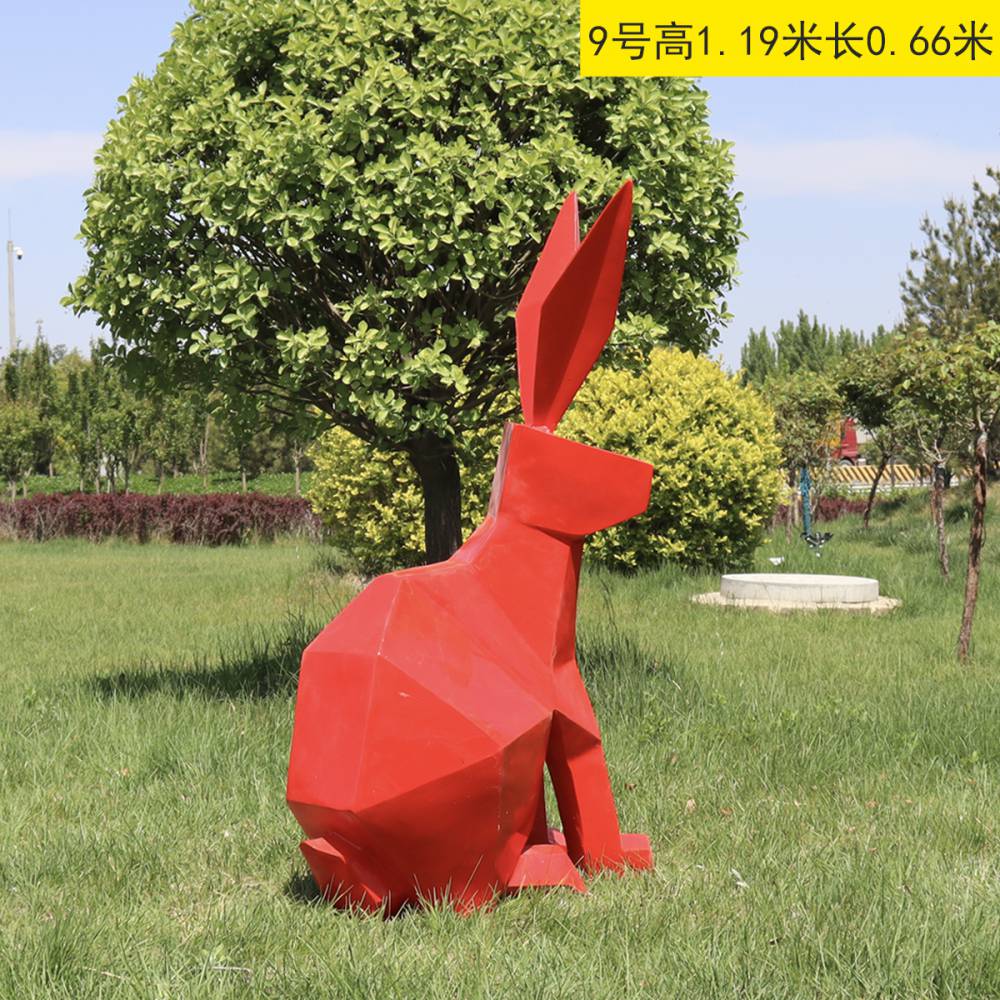 不锈钢几何兔子雕塑 不锈钢动物兔子雕塑